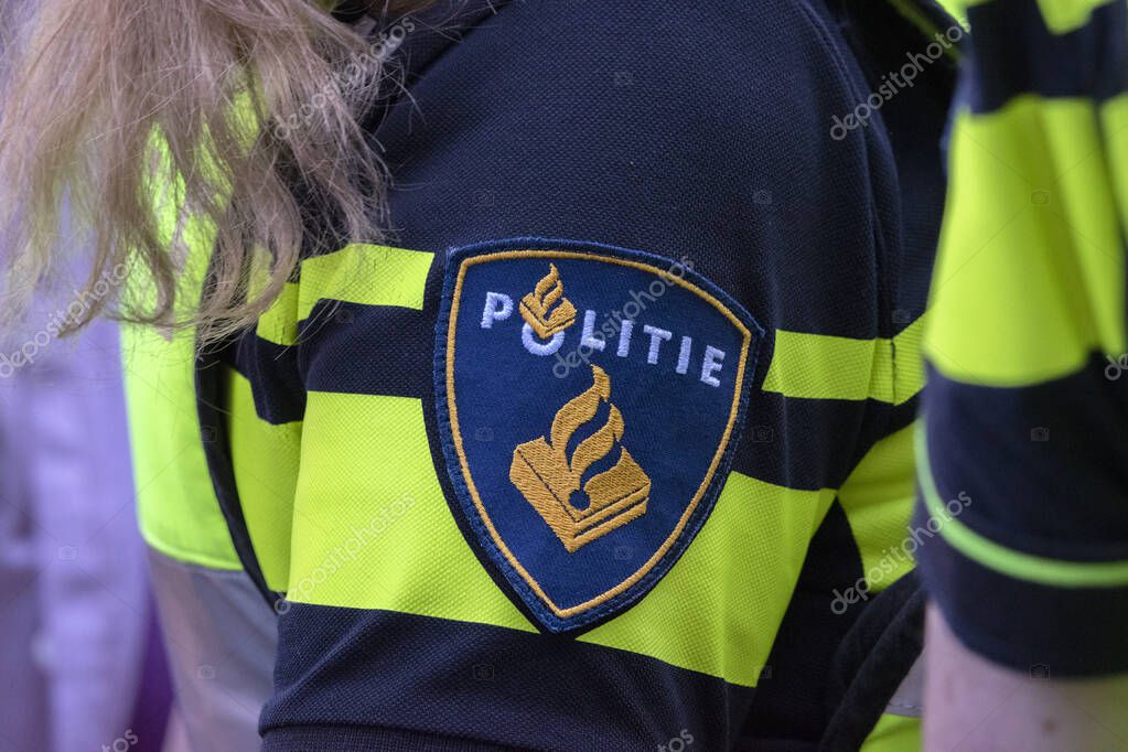 Close Up Police Logo At Amsterdam The Netherlands 13-5-2024