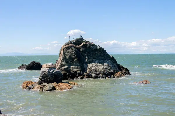 stock image Meoto Iwa (Wedded Rocks) At Ise Japan 30-8-2016