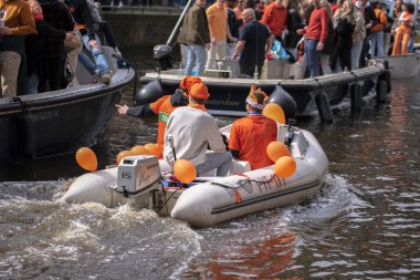 Hollanda 27-4-2023 Amsterdam 'da Bir Tekne Krallığı Gününde Keyifli Seyirler