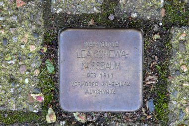 Amsterdam 'daki Lea Schewa-Nussbaum' dan Stolperstein Anıt Taşı 21-3-2024