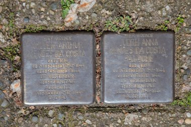 Amsterdam 'dan Stolperstein Anıt Taşı 21-3-2024 Hollanda