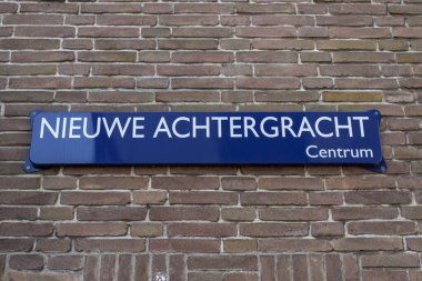 Amsterdam 'da Sokak İşareti Nieuwe Achtergracht Hollanda 7-5-2024