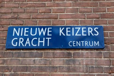 Amsterdam 'da Sokak İşareti Nieuwe Keizersgracht Hollanda 10-4-2024