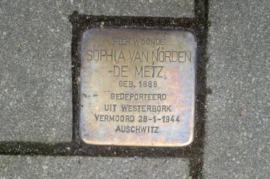 Amsterdam 'daki Sophia Van Norden-De Metz' den Stolperstein Anıt Taşı 21-3-2024