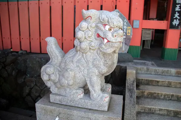 Stock image Stone Lion Futami Okitama Shrine At Ise Japan 30-3-2016