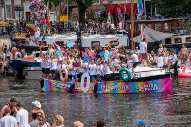 Poz & Proud Gaypride Canal Boat Parade At Amsterdam The Netherlands 3-8-2024 clipart