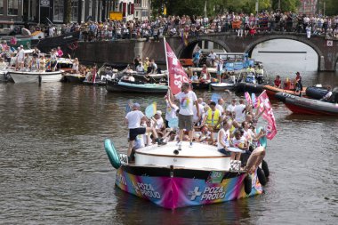 Poz & Proud Gaypride Canal Boat Parade At Amsterdam The Netherlands 3-8-2024 clipart