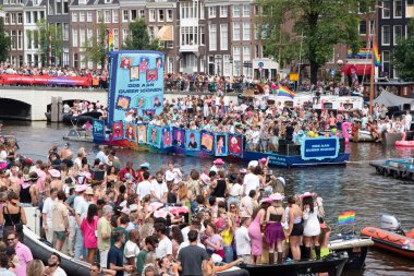 AVRO TROS Gaypride Canal Boat Parade At Amsterdam The Netherlands 3-8-2024 clipart