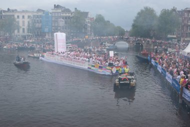 Roze In Wit Gaypride Canal Boat Parade At Amsterdam The Netherlands 3-8-2024 clipart