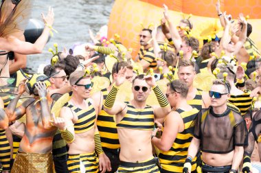 Bee Together Gaypride Canal Boat Parade At Amsterdam The Netherlands 3-8-2024 clipart