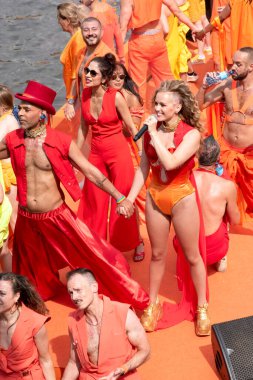 Rainbow Lions LHBTIQ+ netwerk ING Gaypride Canal Boat Parade At Amsterdam The Netherlands 3-8-2024 clipart