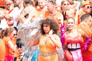 Thuisbezorgd.nl Gaypride Canal Boat Parade At Amsterdam The Netherlands 3-8-2024 clipart