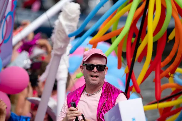 stock image Ikwilvanmijnsoaaf.nl Gaypride Canal Boat Parade At Amsterdam The Netherlands 3-8-2024