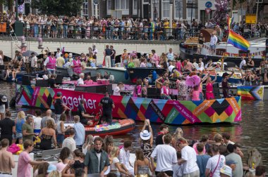 Stichting Pride Amsterdam Boat At Gaypride Canal Boat Parade At Amsterdam The Netherlands 3-8-2024 clipart