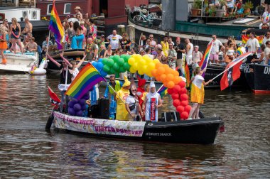 Gaypride Canal Boat Parade At Amsterdam The Netherlands 3-8-2024 clipart