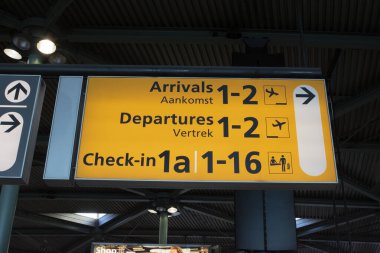 Direction Sign Before The Gates At Schiphol Airport The Netherlands 29-8-2024 clipart