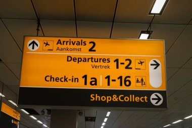 Direction Sign Before The Gates At Schiphol Airport The Netherlands 29-8-2024 clipart