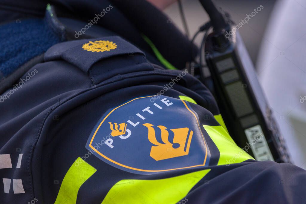 Close Up Police Logo At Amsterdam The Netherlands 7-10-2024