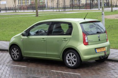 Amsterdam 'daki Skoda Vatandaş Aracı. Hollanda 25-1-2025.