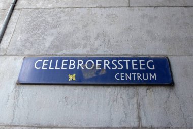 Amsterdam 'da Sokak İşareti Cellebroerssteeg Hollanda 8-3-2025