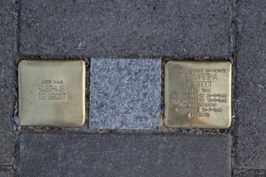 Stolperstein Anıt Taşı Amsterdam Rusthuis De Groot 'tan Hollanda 3-5-2025