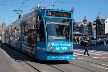 Tramvay 14 GVB Tema Tramvayı Rokin Amsterdam Hollanda 5-5-2025