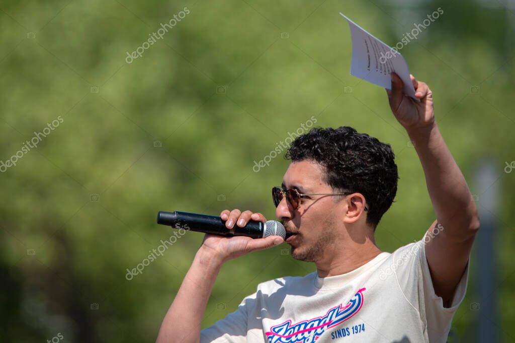 DJ Salim El Aater Guiding At The May Labor Day Demonstration At Amsterdam The Netherlands 1-5-2025