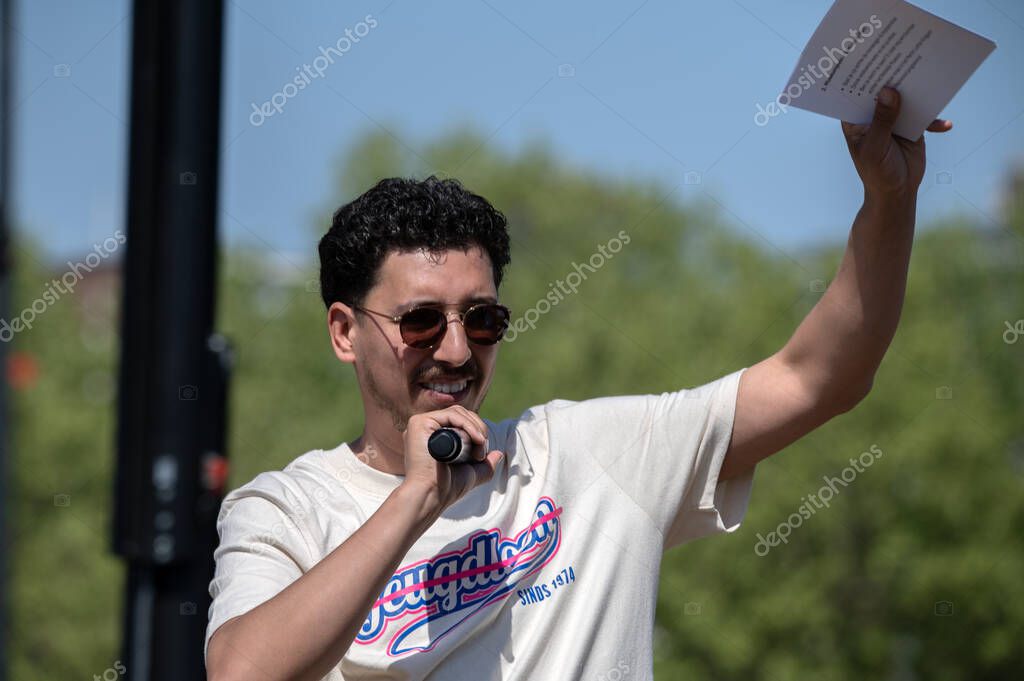 DJ Salim El Aater Guiding At The May Labor Day Demonstration At Amsterdam The Netherlands 1-5-2025