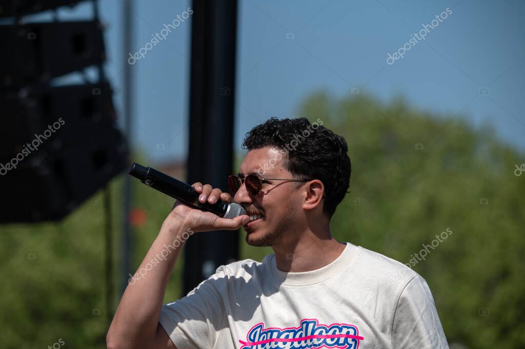 DJ Salim El Aater Guiding At The May Labor Day Demonstration At Amsterdam The Netherlands 1-5-2025