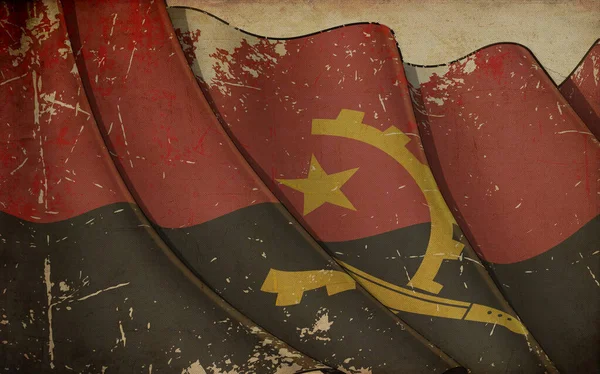 Ilustracja Tła Starego Papieru Odciskiem Machającej Flagi Angoli — Zdjęcie stockowe