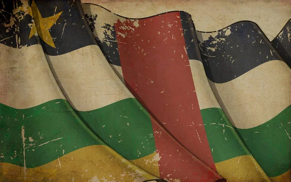 一份印有中非共和国挥动国旗的旧文件的背景说明 — 图库照片