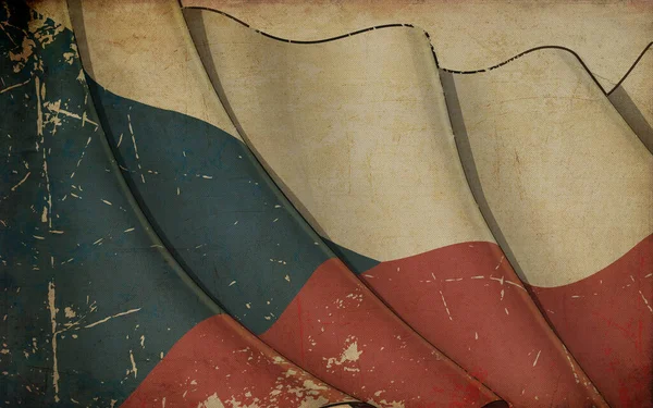 Çek Cumhuriyeti Nin Sallayan Bayrağının Baskısının Olduğu Eski Bir Gazetenin — Stok fotoğraf