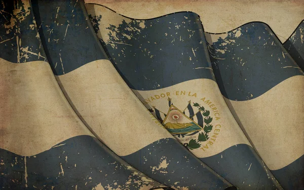 Tło Ilustracja Starego Papieru Odciskiem Machającej Flagi Salwadoru — Zdjęcie stockowe