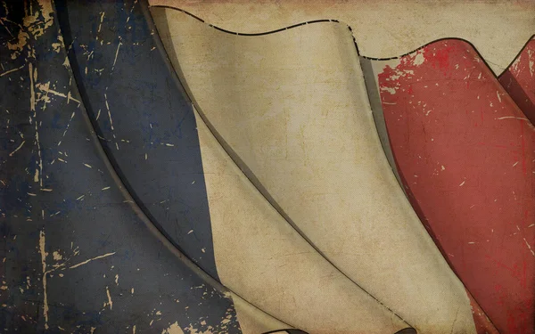 Tło Ilustracja Starego Papieru Odciskiem Machającej Flagi Francji — Zdjęcie stockowe
