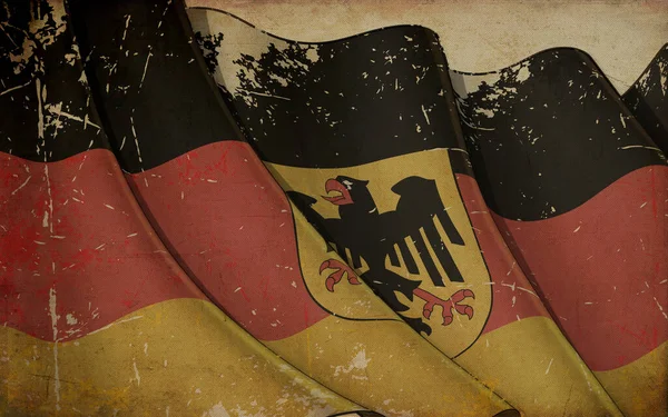ドイツ国旗を振る印刷した古い紙の背景図 — ストック写真