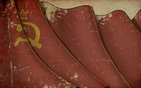 Background Illustration Old Paper Print Waving Flag Soviet Union Wwii — Stock Photo, Image