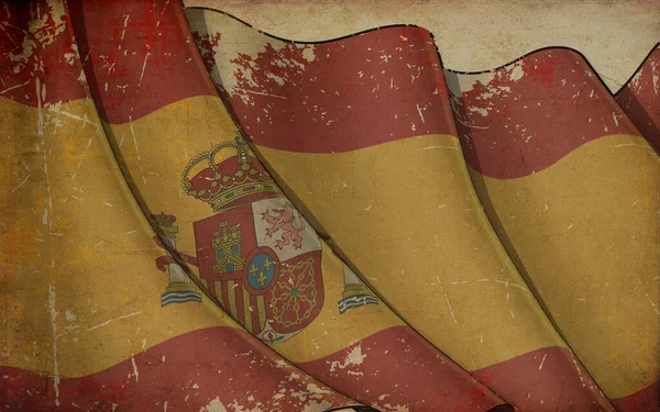 Background Illustration Old Paper Print Waving Flag Spain — Stock Photo, Image