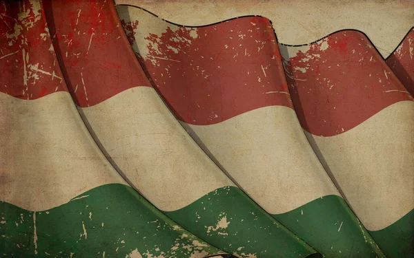 Pozadí Ilustrace Starého Papíru Potiskem Vlající Vlajky Maďarska — Stock fotografie