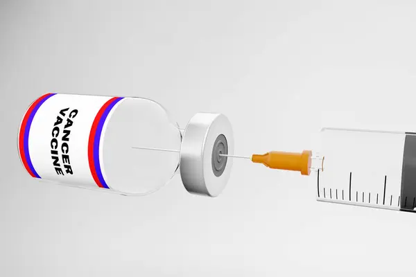 Beyaz bir arka planda kantarlı şırınga ile havaya yükselen muhteşem bir şişe. 3 Boyutlu Rusya bayrağı.