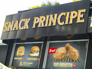 Snack Principe fast food restaurant. Editorial, Editorial Ilustrative. Caracas, Venezuela October 20, 2024. clipart