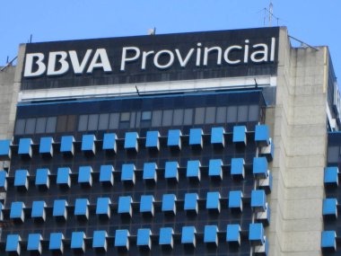 Iconic Spanish bank, BBVA Provincial. Editorial, Editorial Ilustrative. Caracas, Venezuela December 08, 2024. clipart