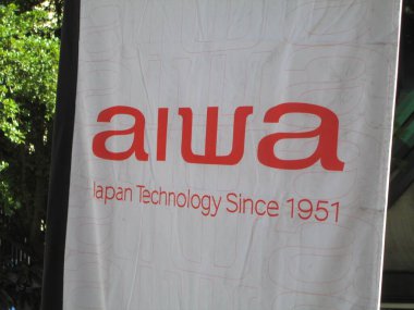 Aiwa is a Japanese electronics company.Editorial, editorial illustrative. Venezuela, Caracas January 28, 2025. clipart