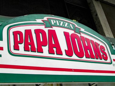 Papa John 's olarak da bilinen Papa Johns Pizza, bir Amerikan pizza restoranı şubesi. Editör, editör çizimi. Venezuela, Karakas 02 Şubat 2025.