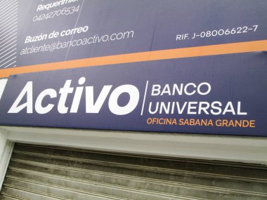 Iconic Venezuela Bankası, Banco Activo, Banco Universal. Editör, illüstrasyon. Venezuela, Karakas 02 Şubat 2025.