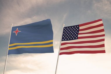 Amerika Birleşik Devletleri ve Aruba arasındaki ilişkiler bulutlu bir gökyüzü 33d 'ye karşı sallanan iki bayrak konseptiyle temsil edilmektedir..