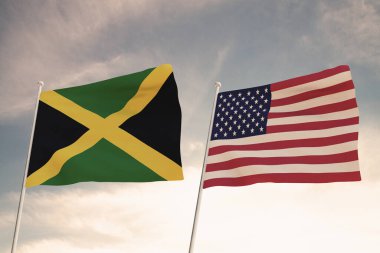 Amerika Birleşik Devletleri ve Jamaika arasındaki ilişkiler, bulutlu bir gökyüzü 33d 'ye karşı dalgalanan iki bayrak konseptiyle temsil edilmektedir..