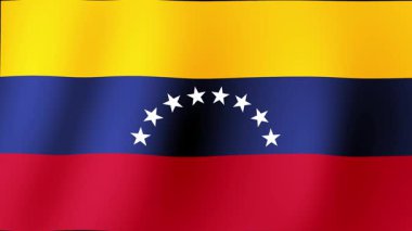 Venezuela 'nın güzel ve görkemli bayrağı ahenkli bir şekilde dalgalanıyor.