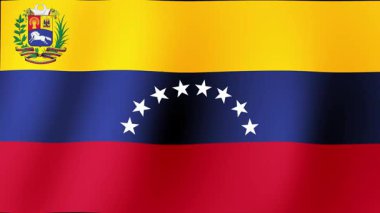 Venezuela 'nın güzel ve görkemli bayrağı ahenkli bir şekilde dalgalanıyor.