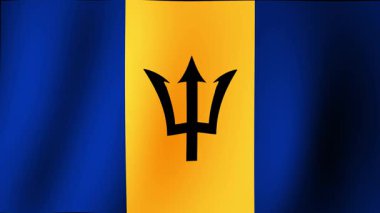 BARBADOS 'un güzel ve görkemli bayrağı ahenkli bir şekilde dalgalanıyor.