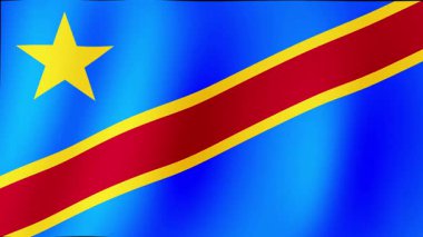 Kongo Cumhuriyetinin güzel ve görkemli bayrağı ahenkli bir şekilde dalgalanıyor..